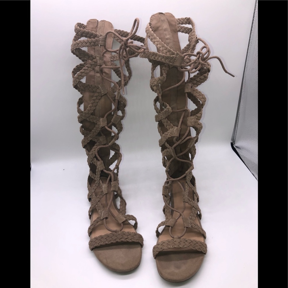 Tan Suede Lace Up Gladiator
